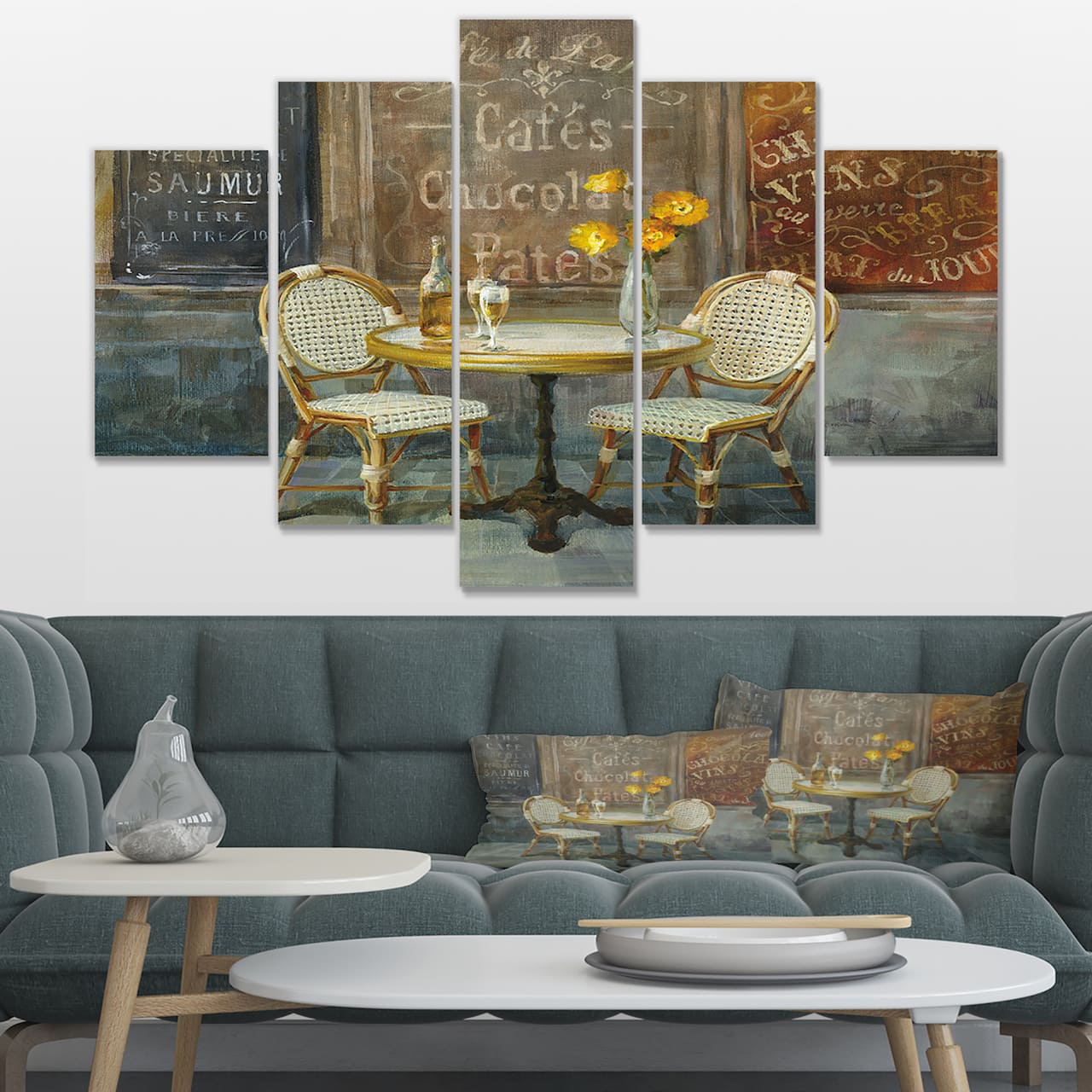 Designart - French Cafe - Traditional Canvas Artwork